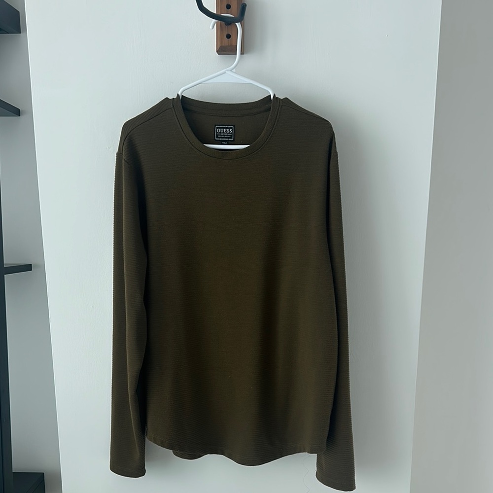 Guess Green Long Sleeve Tee Smooth Fabric